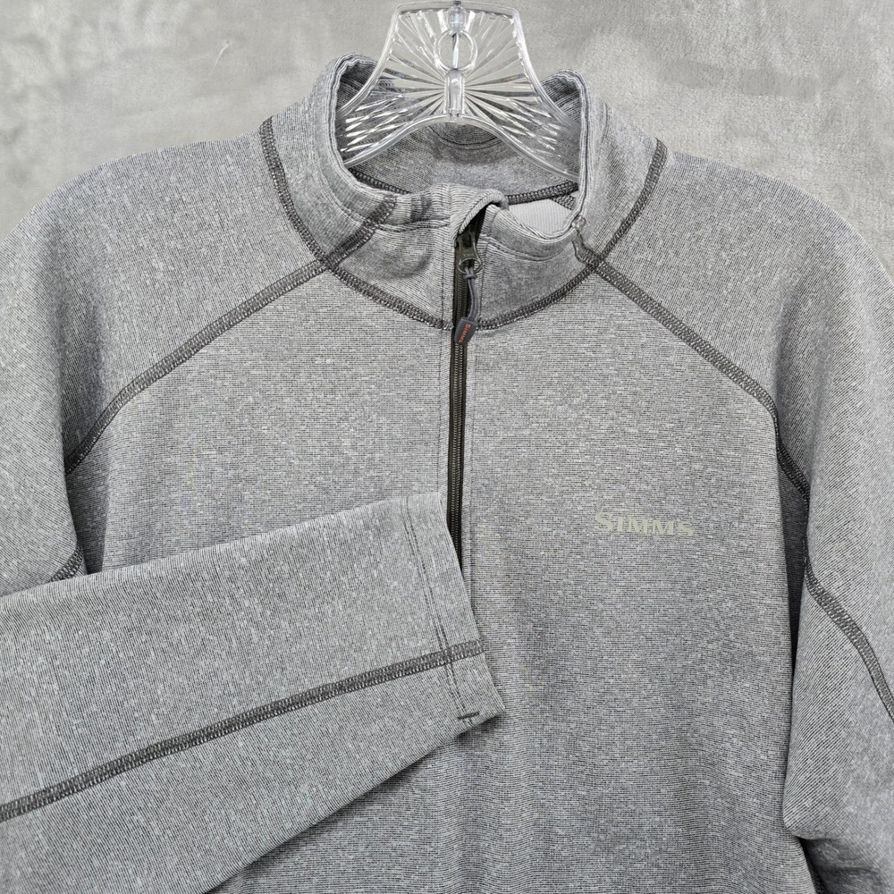 Simms Fishing Pullover‎ Mens Large Gray 1/4 Zip Performance Fleece Sweatshirt